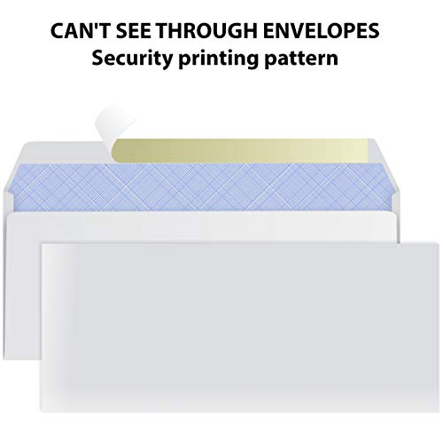 #10 Envelopes Letter Size Self Seal, Business White Security Tinted Peel and Seal, 500 Pack Windowless, Legal Size Regular Plain Envelopes 4-1/8 x 9-1/2 Inches - 24 LB Envelops