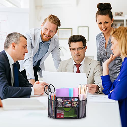 EOOUT Desk Organizer, Pencil Holder for Desk, Mesh Office Desk Accessories with 8 Compartments and 1 Drawer Stationery Holder School Supplies