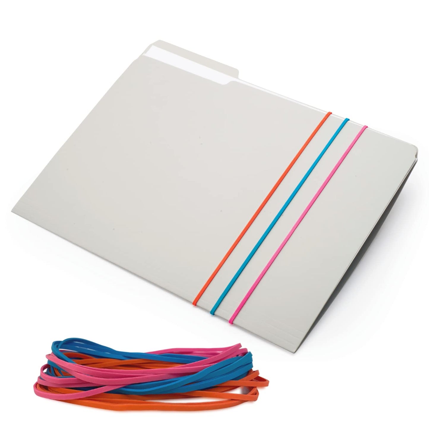 Alliance Rubber 07800 Non-Latex Brites File Bands, Colored Elastic Bands, 50 Count (Pack of 1) (7" x 1/8", Assorted Bright Colors in Resealable Bag),Blue/Orange/Pink