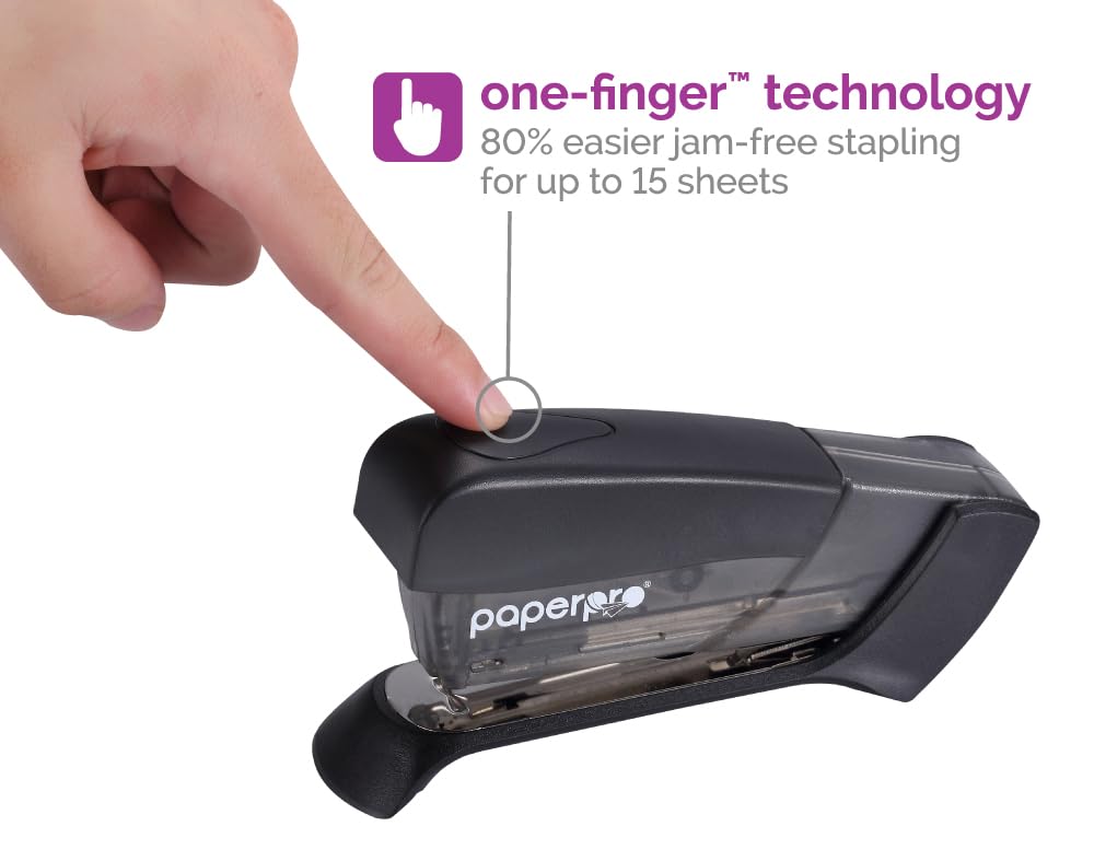 Paper Pro Compact Classic No Effort, One Finger, 80% Easier Staplers - Great for Carpal Tunnel and Arthritis, Assorted (3054)