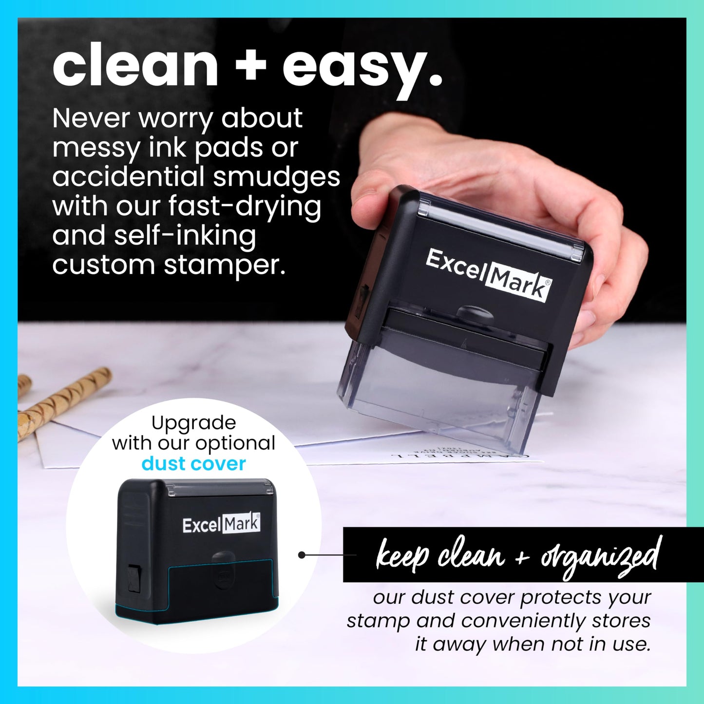 Custom Rubber Stamp – Clean & Easy Stamping – Personalized Self-Inking Stamp (Medium)