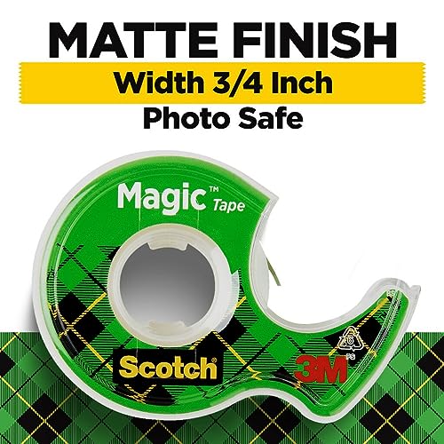 Scotch Magic Tape, 3 Rolls, Numerous Applications, Invisible, Engineered for Repairing, 3/4 x 300 Inches, Dispensered (3105)