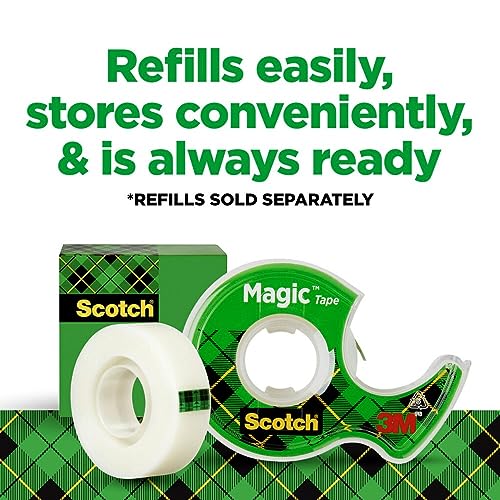 Scotch Magic Tape, 3 Rolls, Numerous Applications, Invisible, Engineered for Repairing, 3/4 x 300 Inches, Dispensered (3105)