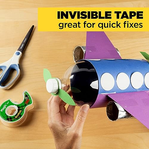 Scotch Magic Tape, 3 Rolls, Numerous Applications, Invisible, Engineered for Repairing, 3/4 x 300 Inches, Dispensered (3105)