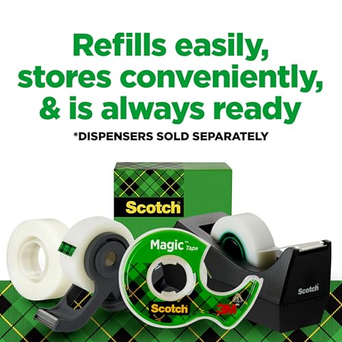 Scotch Magic Tape, 6 Rolls with Dispenser, Numerous Applications, Invisible, Engineered for Repairing, 3/4 x 1000 Inches, Boxed (810K6C38)