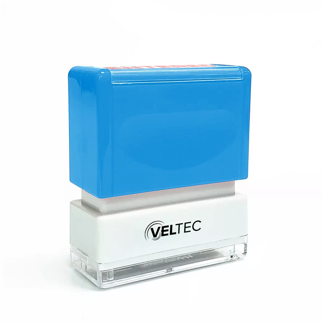 Veltec Premium Pre-Inked Message Stamp, Red Ink (Entered)