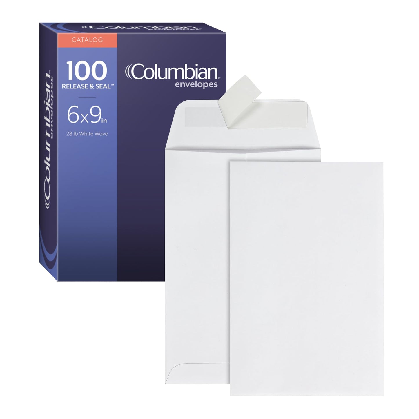 Columbian Catalog Envelopes, 6 x 9, Release & Seal Self-Sealing Closure, 28 lb White Wove, 100 per Box (COLO652)