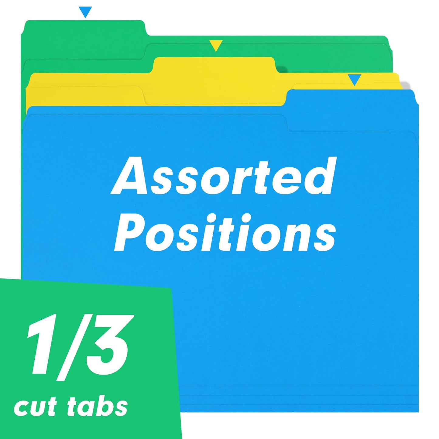 File Folder, RAZCC 150 Pack 1/3 Cut Tab Colored File Folders, File Folder Letter Size for Office Classroom Use, Assorted 5 Colors Folders with Tabs