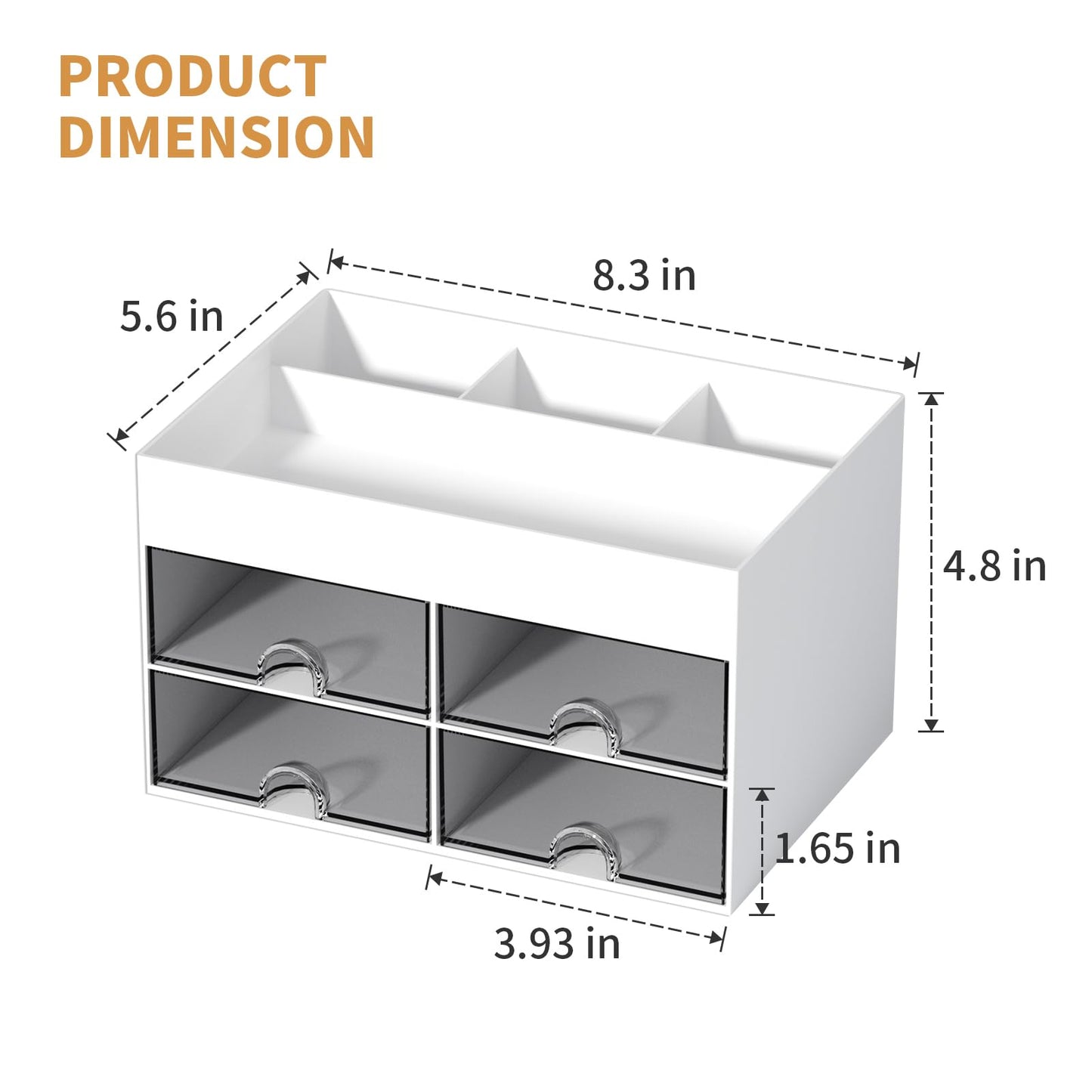 Marbrasse Pen Organizer with 4 Drawer, Multi-Functional Pencil Holder for Desk, Desk Organizers and Accessories with 4 Compartments + Drawer for Office Art Supplies (White)