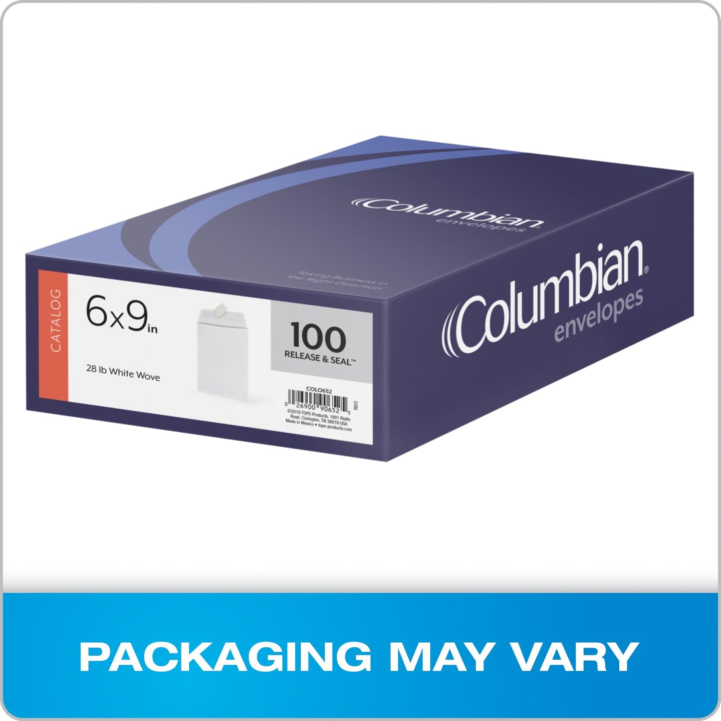 Columbian Catalog Envelopes, 6 x 9, Release & Seal Self-Sealing Closure, 28 lb White Wove, 100 per Box (COLO652)