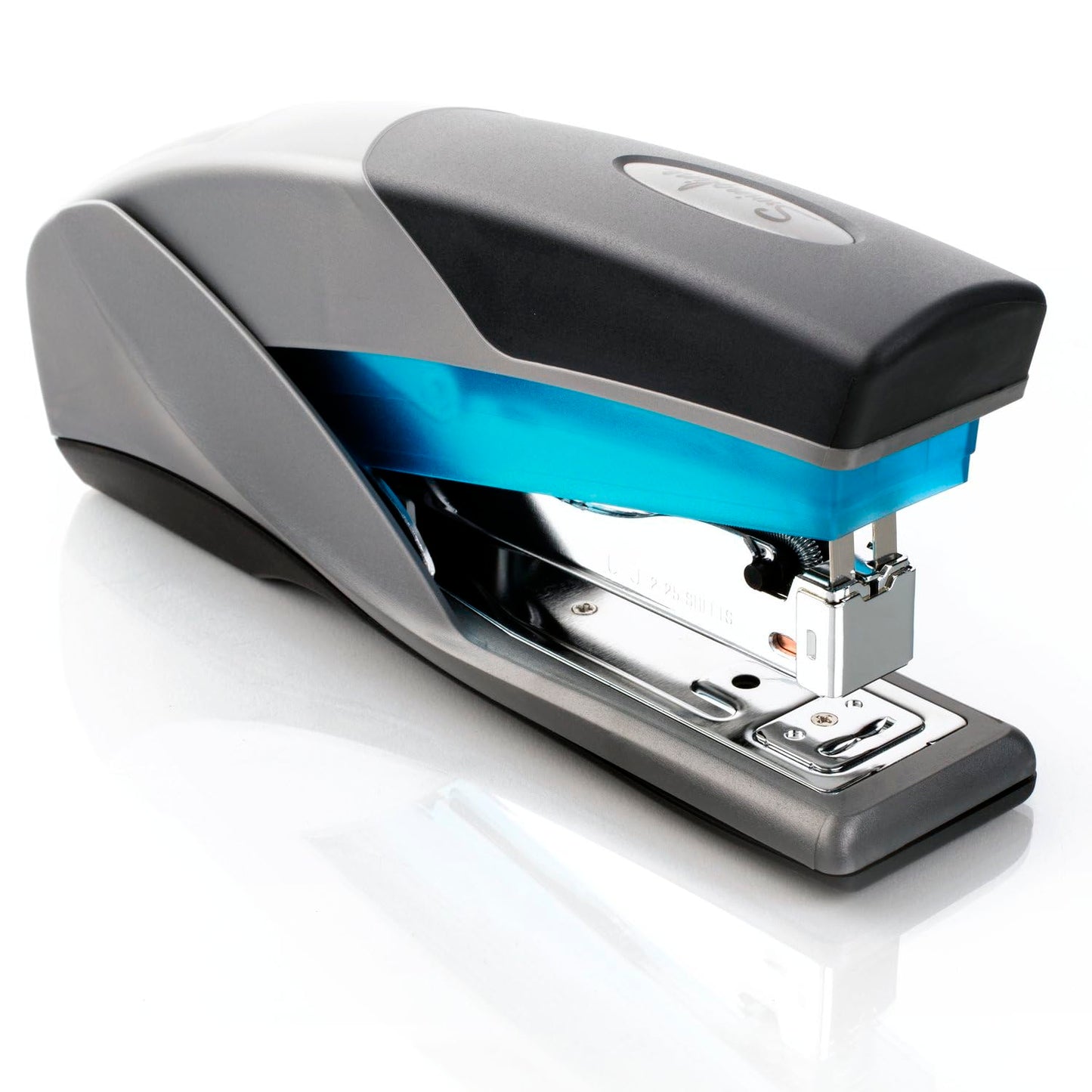 Swingline Stapler, 25 Sheet Capacity, Optima 25, Jam Free, Reduced Effort, Soft Grip, Blue and Gray (66404)