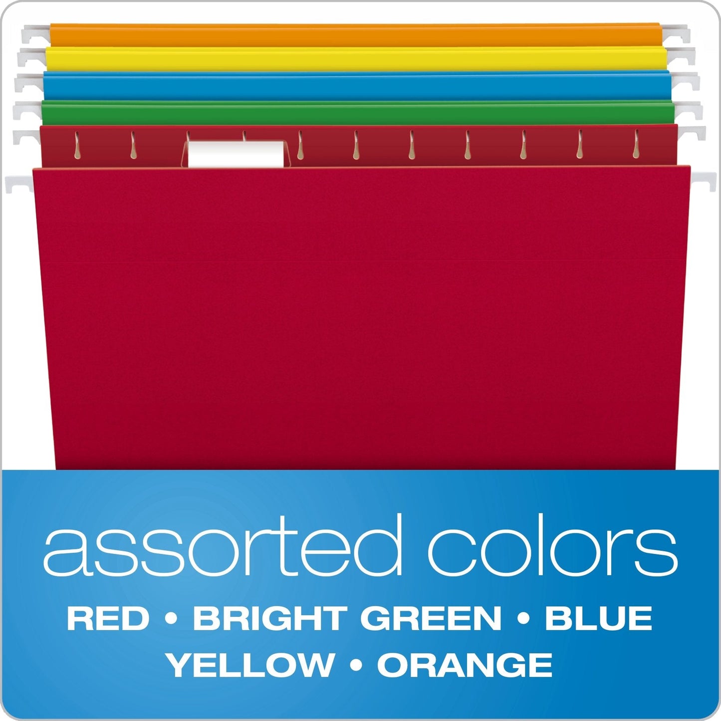 Pendaflex Hanging File Folders, Letter Size, Assorted Colors, 1/5-Cut Adjustable Tabs, 25 Per Box (81663)