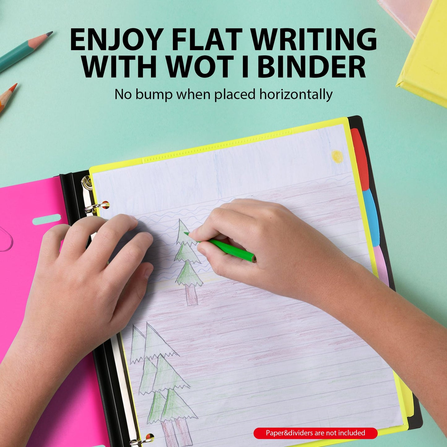 WOT I Telescoping 3 Ring Binder 4PCS, Flexible Binder with Expandable Spine, Flat Thin Binder for School Office Home Use, Holds 160 Sheets 8.5x11 inch Paper, 4 Bright Colors