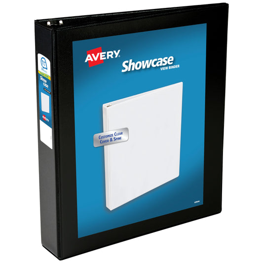 Avery Economy Showcase View 3 Ring Binder, 1-1/2 Inch Slant Rings, 1 Black Binder (19650)