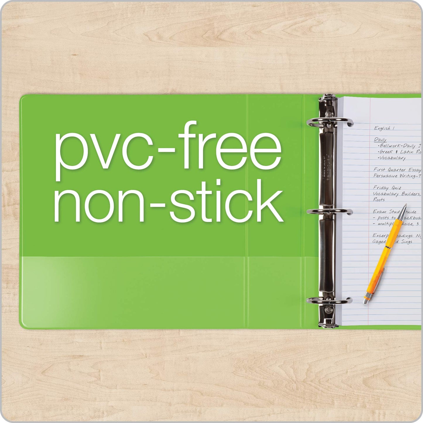 Cardinal 3 Ring Binders, Binders for School and Office, Durable 2 Inch Binder with Round Rings, Holds 475-Sheets, ClearVue Covers, Non-Stick, PVC-Free, Assorted Colors, 4 Pack (29311)