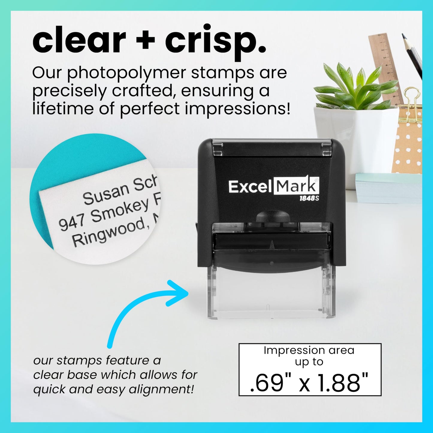 Custom Rubber Stamp – Clean & Easy Stamping – Personalized Self-Inking Stamp (Medium)