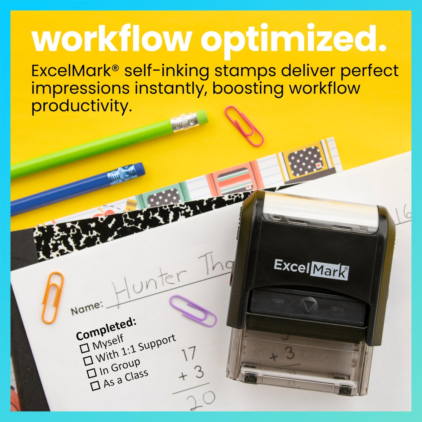 Rectangular Completed Teacher Stamp Self Inking - Black Ink (A2359)