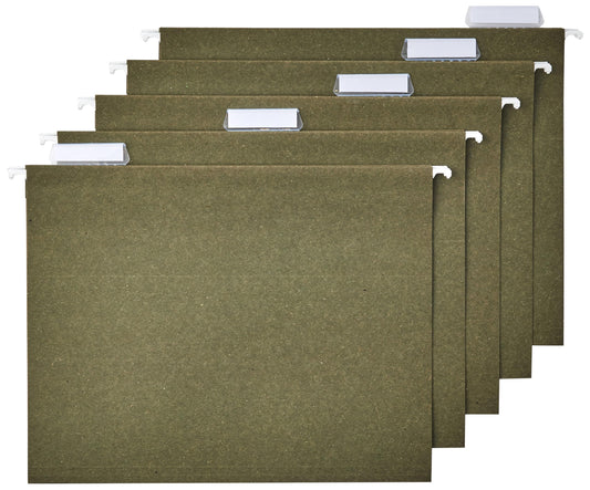 Hanging File Folders, Letter Size, Standard Green, 1/5-Cut Tabs, 75 Count per box